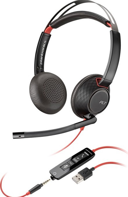 Plantronics - Blackwire 5220 USB-A Headset - Wired, Dual Ear (Stereo) Computer Headset with Boom Mic - Connect to PC/Mac, Tablet, and/or Cell Phone via USB-A or 3.5 mm Connector - Teams, Zoom &amp; more