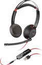 Plantronics - Blackwire 5220 USB-A Headset - Wired, Dual Ear (Stereo) Computer Headset with Boom Mic - Connect to PC/Mac, Tablet, and/or Cell Phone via USB-A or 3.5 mm Connector - Teams, Zoom &amp; more